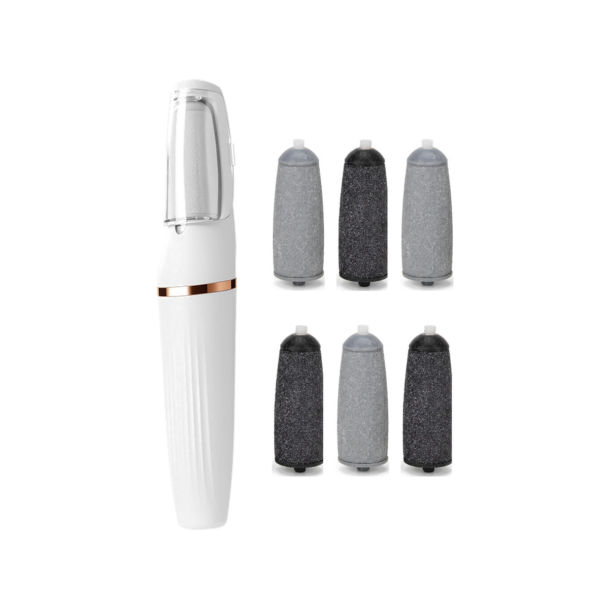 KYVÉRE Renew callus remover wand in Pearl White with six rollers