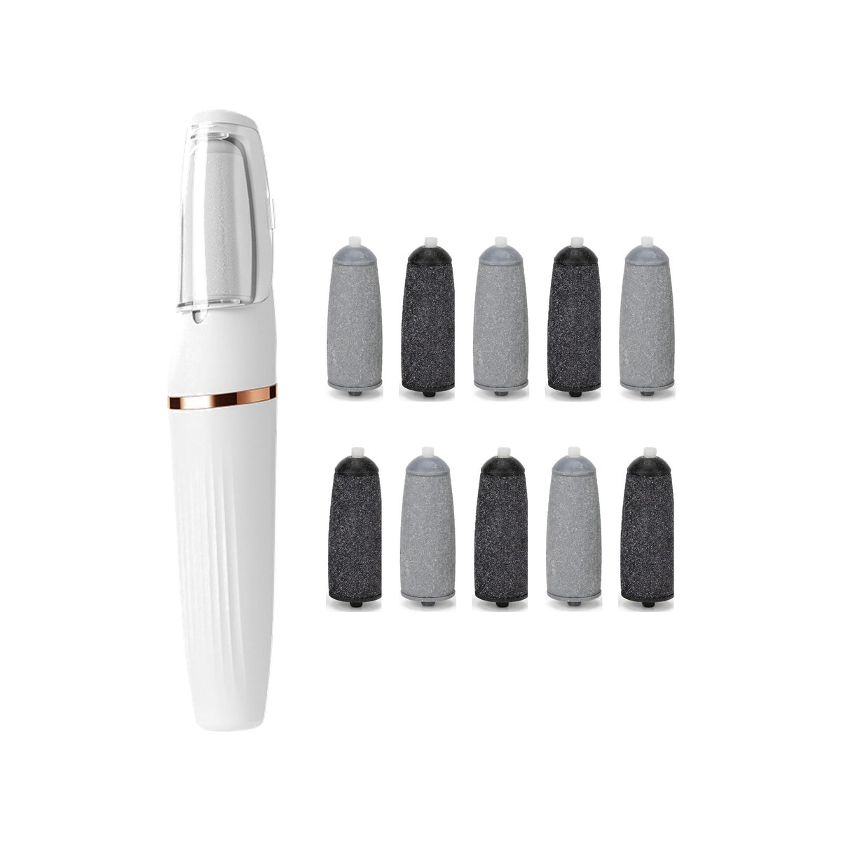 KYVÉRE Renew callus remover wand in Pearl White with ten rollers