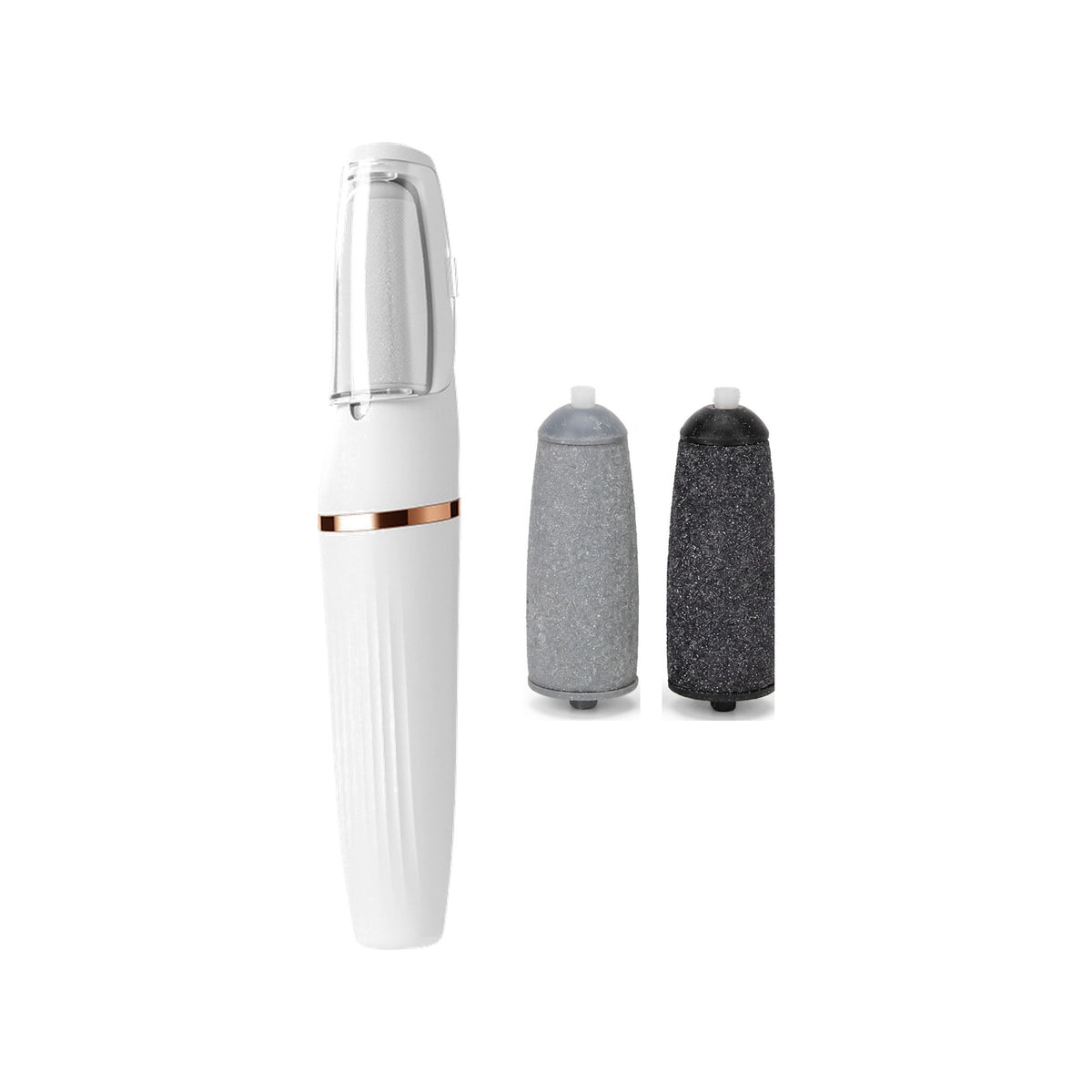 KYVÉRE Renew callus remover wand in Pearl White with two rollers